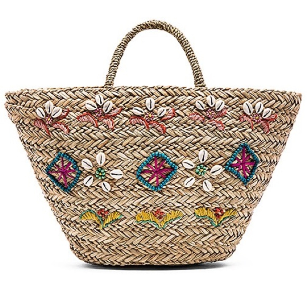 Colorful Embroidered Straw Tote - Picture 2 of 5